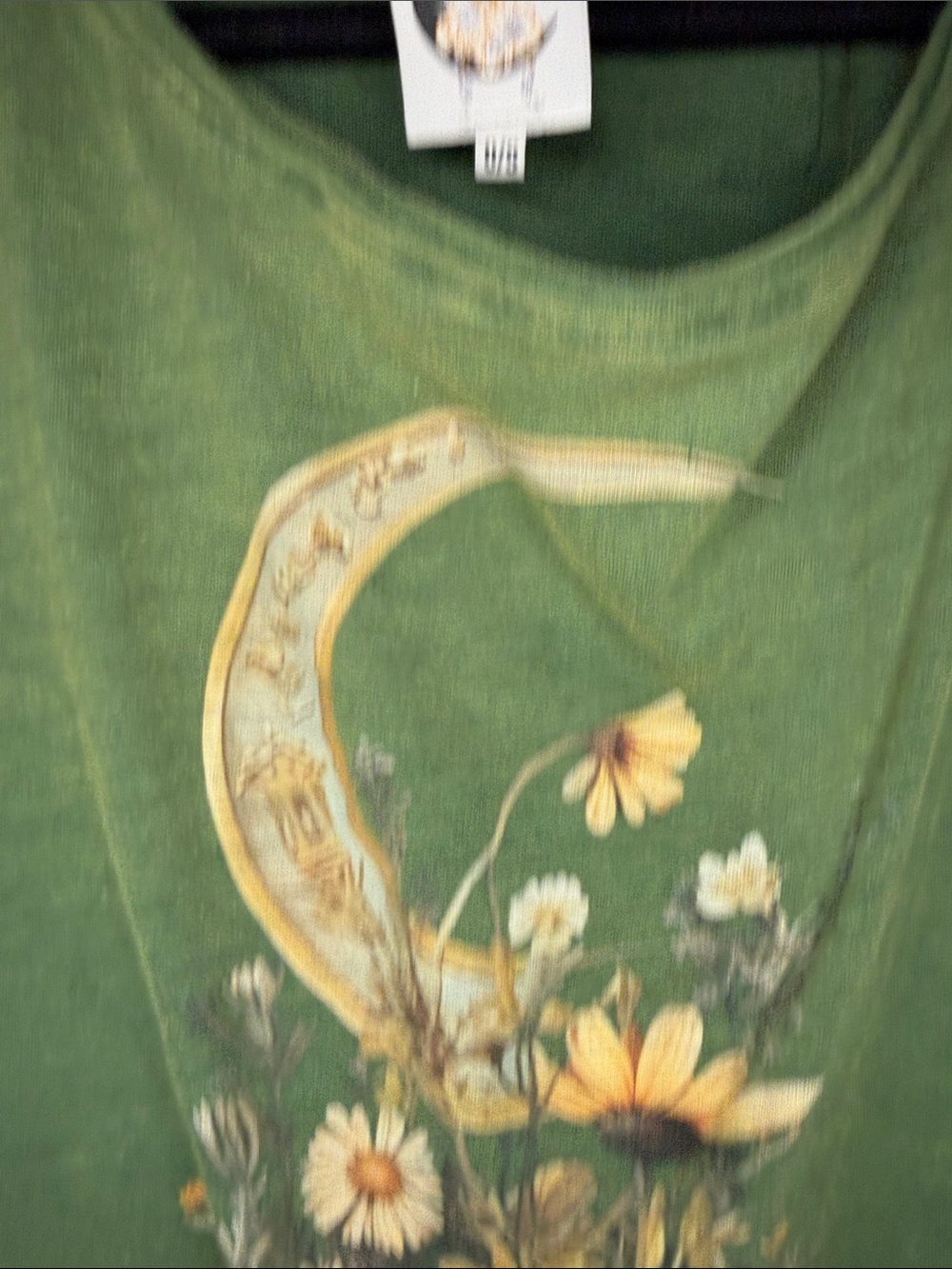 Green Floral Crescent Moon Long Sleeve Tee - Picture 2 of 5